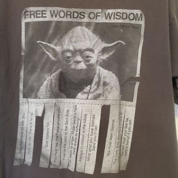 Star Wars Free Words Of Wisdom Yoda Tee T Shirt Size Medium M Black Faded - Picture 1 of 9